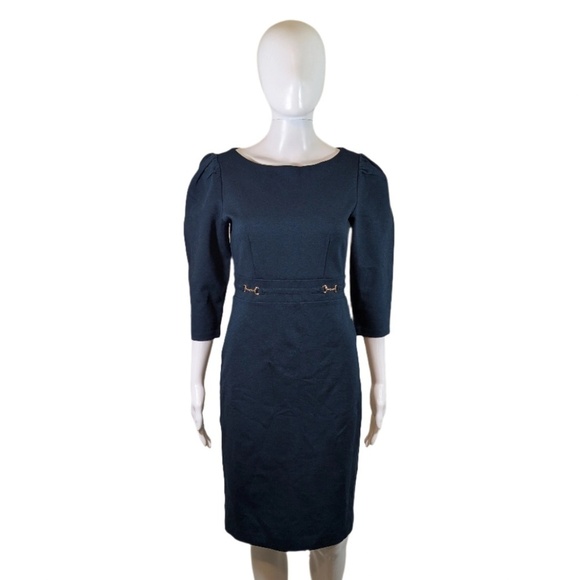 Ann Taylor Navy Blue Fitted Knee Length Dress Size 0 - Picture 1 of 5